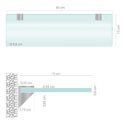 Badrumshylla i glas Semitransparent