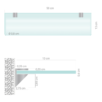 Badrumshylla i glas Semitransparent