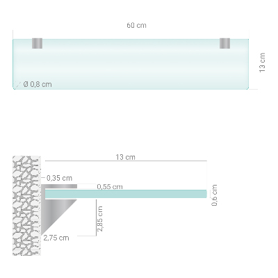 Badrumshylla i glas Semitransparent