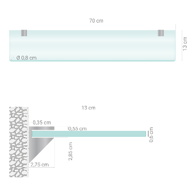 Badrumshylla i glas Semitransparent