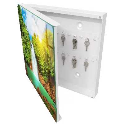 Nyckelskåp med motiv av ett tropiskt vattenfall