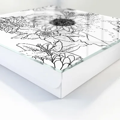 Snygga nyckelskåp Svarta och vita blommor