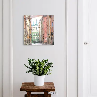 Nyckelbox med motiv av färgglada hyreshus