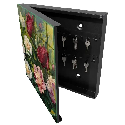 Snygga nyckelskåp Färgglada blommor
