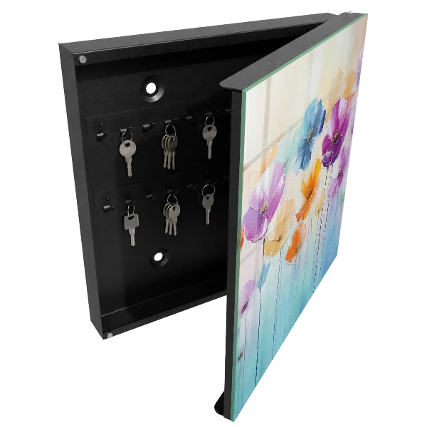 Nyckelskåp med motiv av färgglada blommor