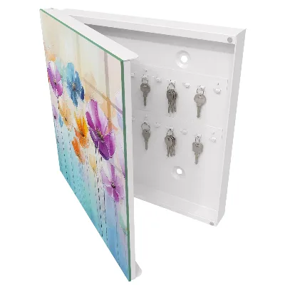 Snygga nyckelskåp Färgglada blommor