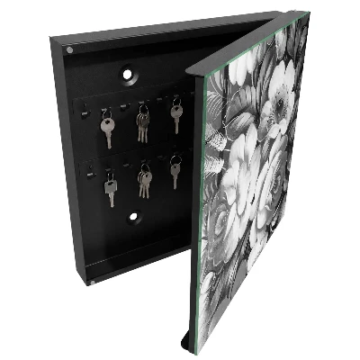 Nyckelbox med motiv av monokromatiska blommor