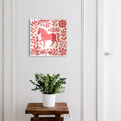 Snygga nyckelskåp Folkillustration med hästmotiv