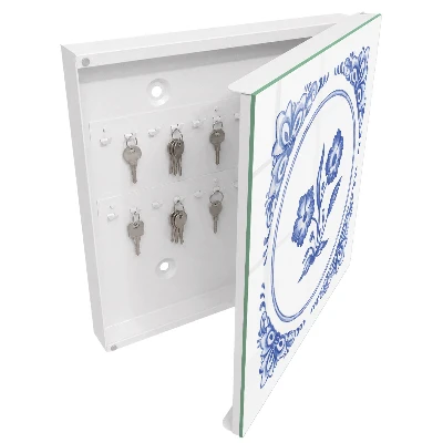 Nyckelskåp med motiv av blå blommor