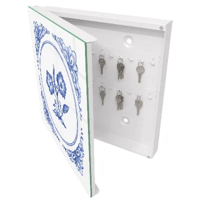 Nyckelskåp med motiv av blå blommor