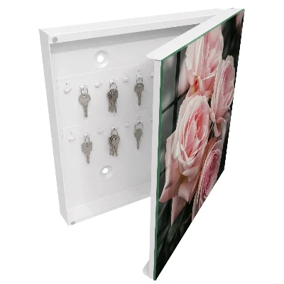 Nyckelskåp med motiv av rosa rosor