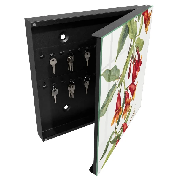 Nyckelskåp med motiv av röda blommor