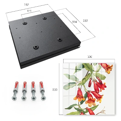 Nyckelskåp med motiv av röda blommor