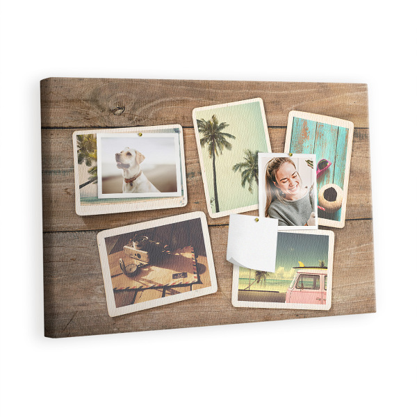 Färgglad korkbräda Polaroid bilder