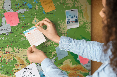Färgglad korkbräda Världskarta undertexter