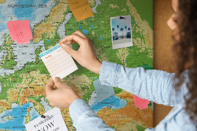 Färgglad korkbräda Världskarta undertexter