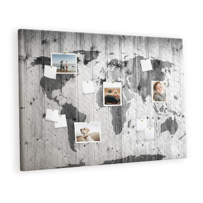 Färgglad korkbräda Världskarta på trä