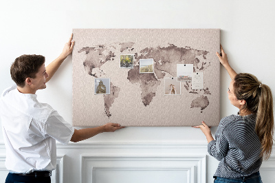 Anslagstavla Akvarell världskarta
