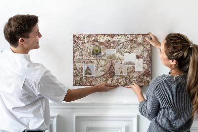 Korkskiva med tryck Antik atlaskarta