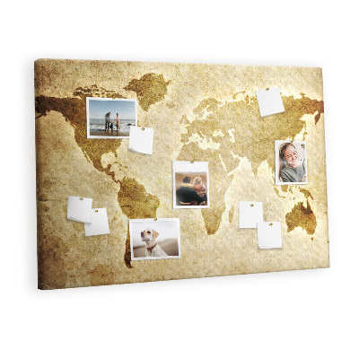 Korkskiva med tryck Gammal världskarta