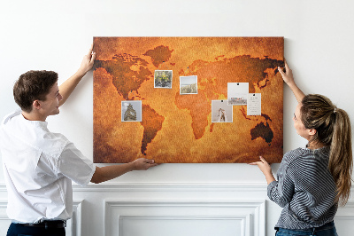 Korkskiva med tryck Stor världskarta