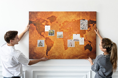 Korkskiva med tryck Stor världskarta