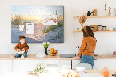 Korkbräda för barn Solnedgång på stranden