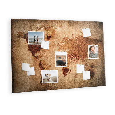 Dekorativ korkskiva Gammal världskarta