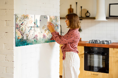 Magnetkort ovanför skrivbordet Blommor fåglar naturen