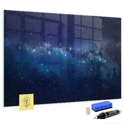 Magnetisk tavla med penna motiv med mörk himmel och stjärnor
