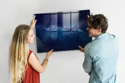 Magnetisk tavla med penna motiv med mörk himmel och stjärnor