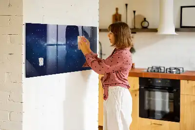 Magnetisk tavla med penna motiv med mörk himmel och stjärnor