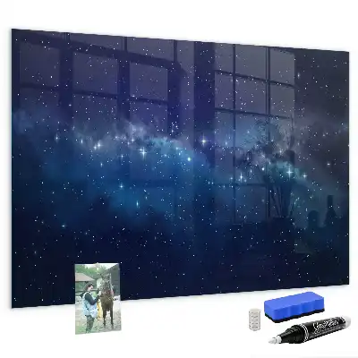 Magnetisk tavla med penna motiv med mörk himmel och stjärnor