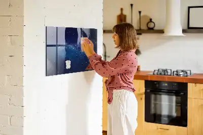 Magnetisk tavla med penna motiv med mörk himmel och stjärnor