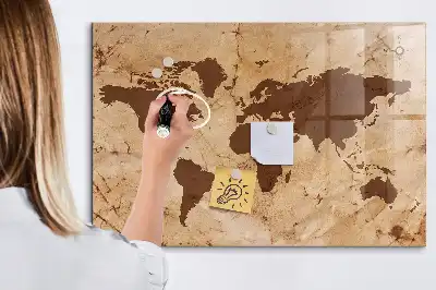 Magnetisk rittavla med motiv av en vintage världskarta