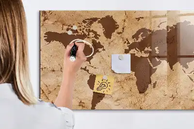 Magnetisk rittavla med motiv av en vintage världskarta