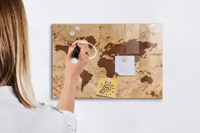 Magnetisk rittavla med motiv av en vintage världskarta