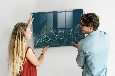 Magnetisk skrivtavla med penna motiv av berg