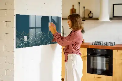 Magnetisk skrivtavla med penna motiv av berg
