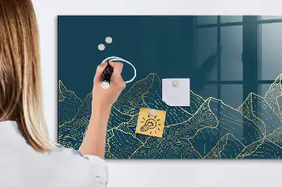 Magnetisk skrivtavla med penna motiv av berg
