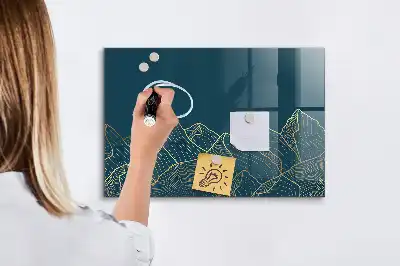Magnetisk skrivtavla med penna motiv av berg