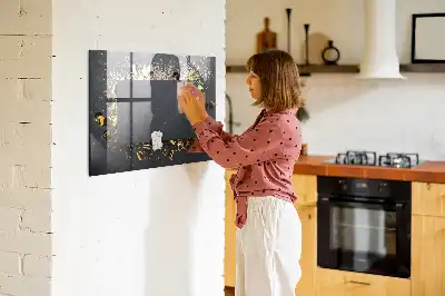 Magnetisk tavla med tillhörande penna och guldkonfetti
