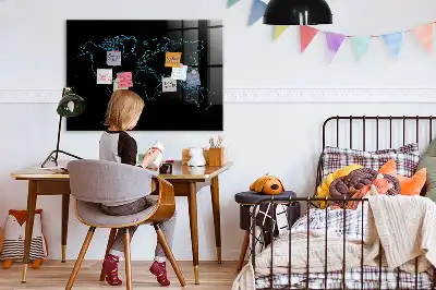 Magnetisk rittavla med motiv av världskartans konturer