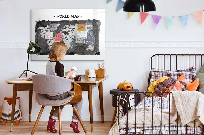 Magnetisk rittavla med motiv av retro världskarta