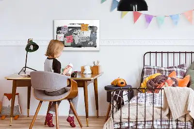 Magnetisk rittavla med motiv av retro världskarta