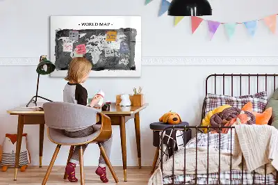 Magnetisk rittavla med motiv av retro världskarta
