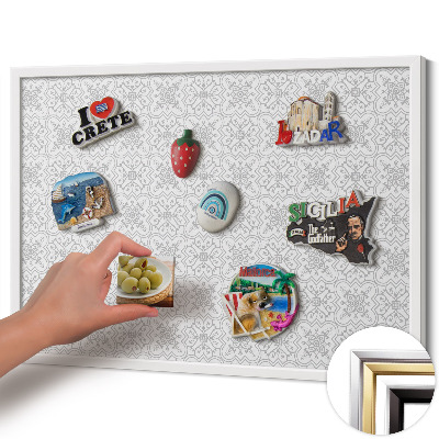 Magnetisk tavla med vit ram Regelbundet mönster av ornament