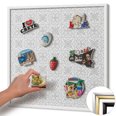 Magnetisk tavla med vit ram Regelbundet mönster av ornament