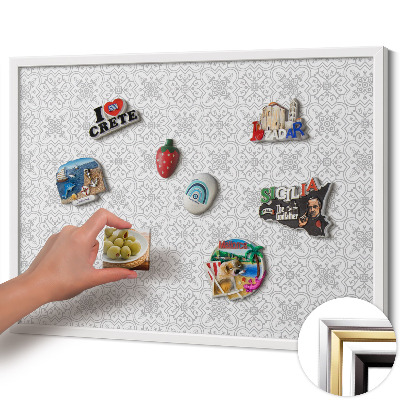 Magnetisk tavla med vit ram Regelbundet mönster av ornament