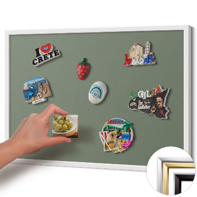Magnetisk tavla med vit ram Färg olivgrön